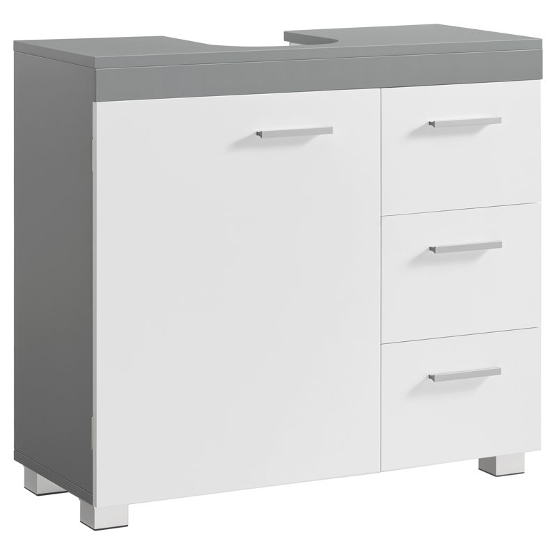 Samiras Freestanding Under Sink Cabinet, Grey/White