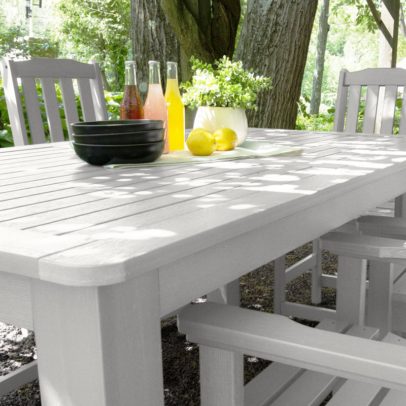 Midwest 6 - Person Patio Dining Set with Rectangular Table, White, 36'' H x 42'' W x 72'' L