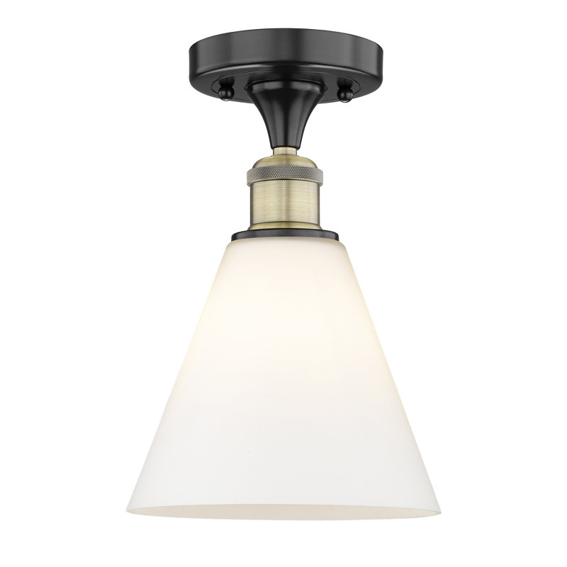 Stabler Glass Semi Flush Mount, Matte White, Black Antique Brass