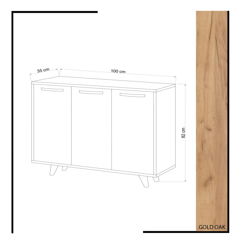 Modern Multi-Purpose Cabinet with 4 Drawers, Oak & White Finish, 39.4 x 32.3 x 13.8 inches | 100% Melamine Coated Particle Board, Wall-Mountable, Ample Storage Shelves | Stylish & Functional Design for Home & Office