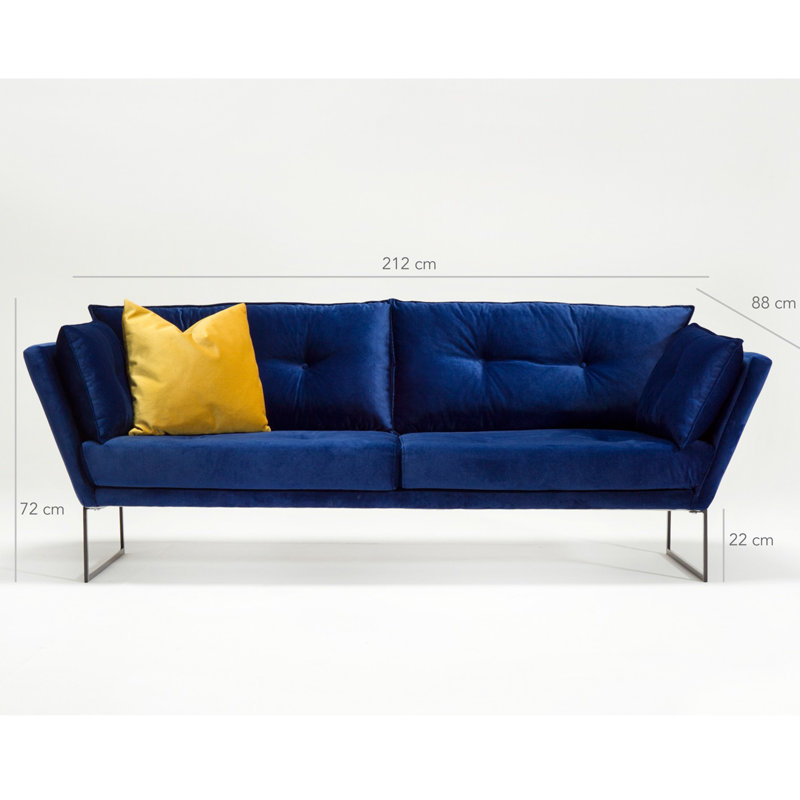 Causeuse rembourrée 68,9 po Bradham, 100 % polyester bleu