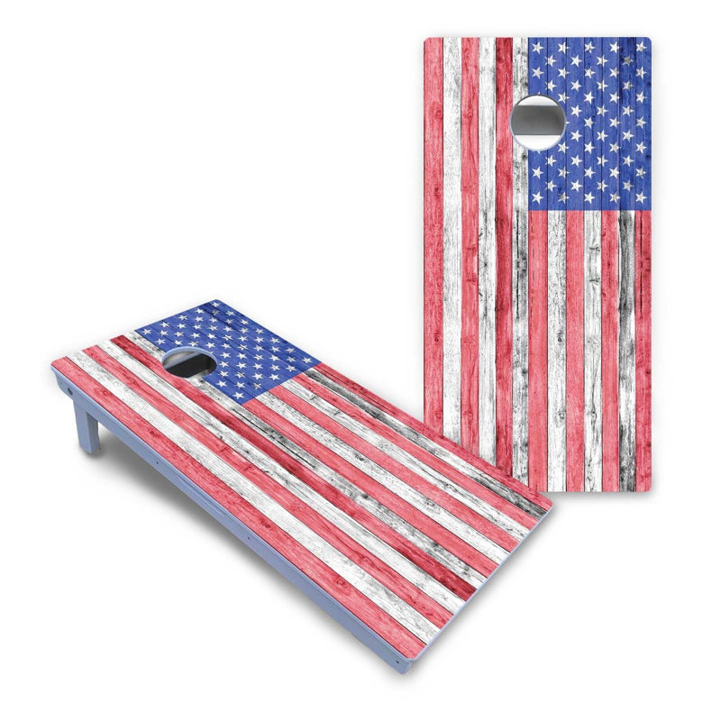 Ensemble de cornhole en composite résistant aux intempéries avec drapeau des États-Unis, Ajouter un étui de transport