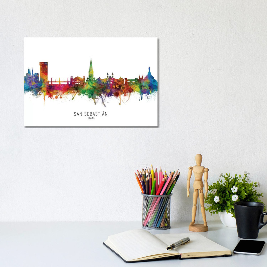 San Sebastian Spain Skyline by Michael Tompsett - Wrapped Canvas Print