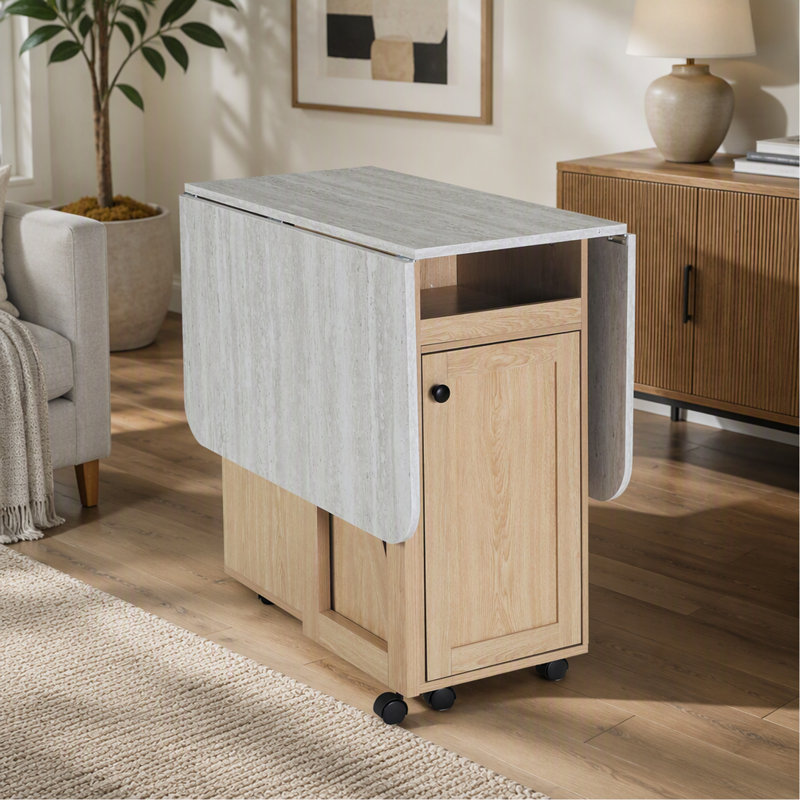 Table de salle à manger pliante avec garde-robe et étagères de rangement, table de cuisine mobile et peu encombrante pour petits espaces
