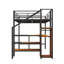 Lit mezzanine spacieux en métal avec bureau d'étude, escalier de rangement, placard et éclairage à DEL-134166261
