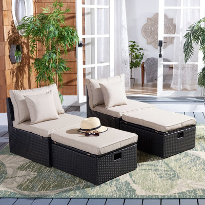 Jannik Wicker Outdoor Armless Lounge Chair with Ottoman