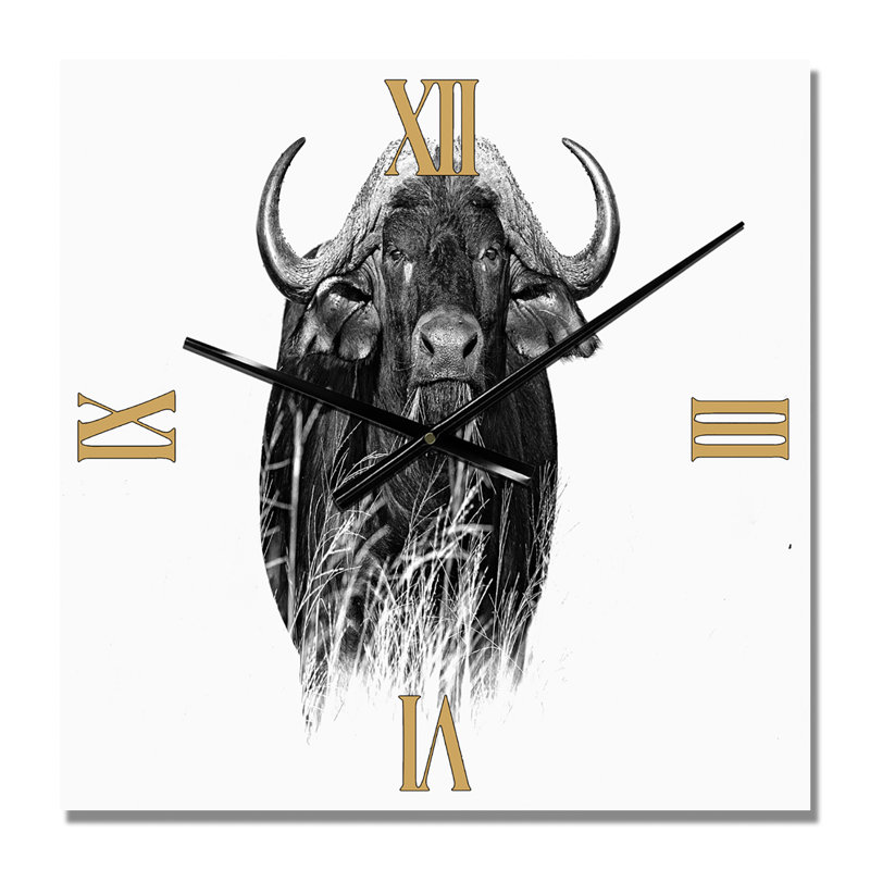 Horloge murale monochrome Portrait de Buffalo IV, Petit