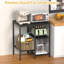 Support pour micro-ondes de cuisine, chariot à micro-ondes réglable à 4 niveaux, tablette de rangement, design ouvert pour épices, casseroles, petite table d'appoint, chariot à café pour salon, bureau, balcon, (noir anthracite)
