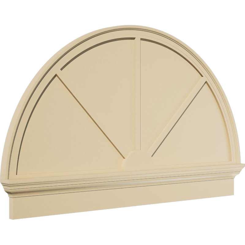 Demi-rond signature fronton en uréthane, brun clair apprêté, 48 po x 30,75 po x 2,75 po, Combinaison, 3 rayons