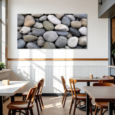 Canvas Wall Art Gray pebbles landscape Rocks Wall Decor for Living Room Bathroom Bedroom Office 24"H x 48"W Art Paintings, Ready to Hang