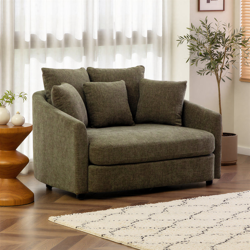Fauteuil demi-tonneau rembourré surdimensionné de 56 po, Green