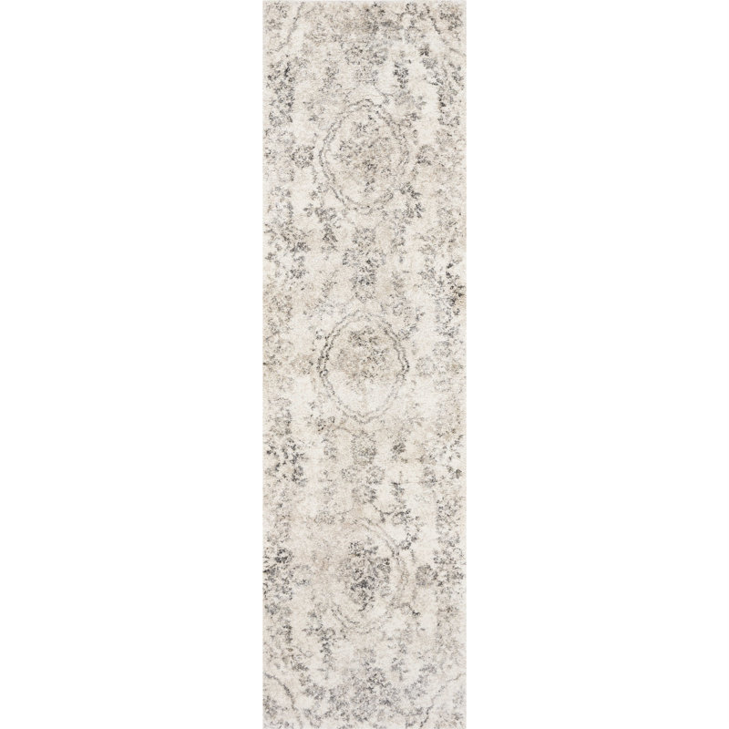 Crosley Gray Floral Distressed Rug, Runner 2'2" x 7'6"