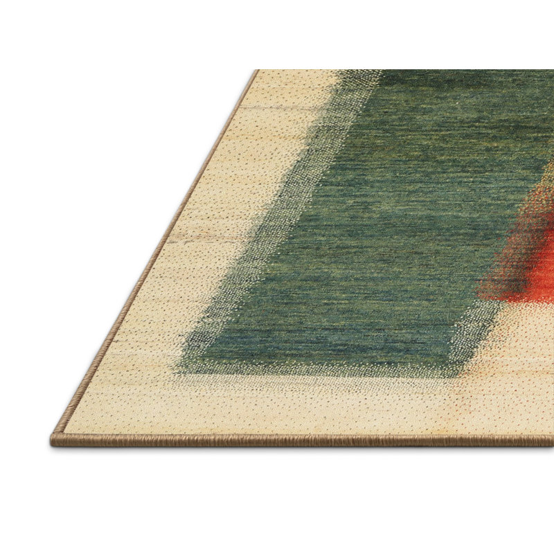 Tapis brun/rouge/gris zone contemporaine, Rectangle 5 pi x 8 pi