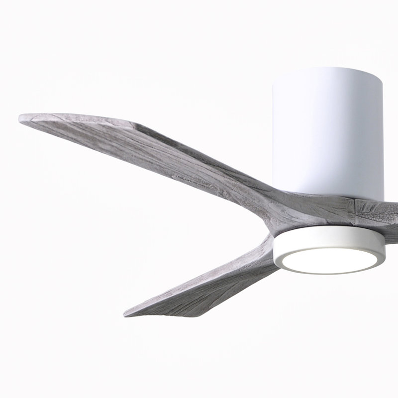 Irene LED Ceiling Fan, Gloss White, Barn Wood Tone, 52"