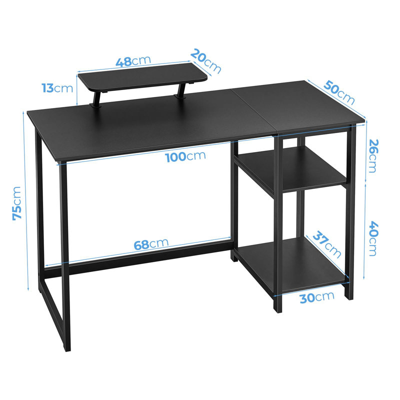 Antinarelli Metal Base Computer Table, Black