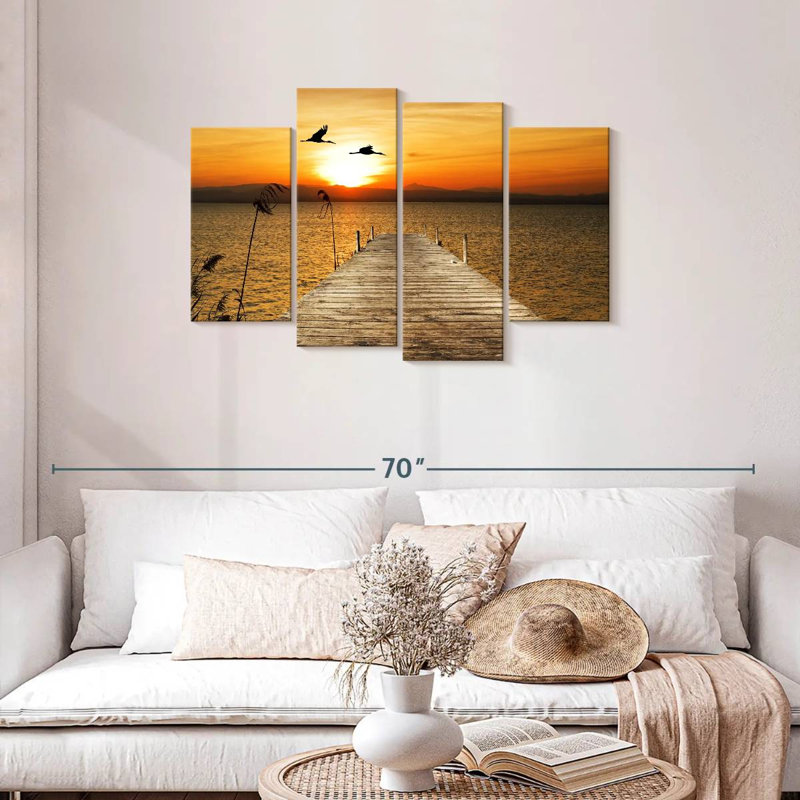 Coucher de soleil sur le quai d'Alvord Beach, H 27 po x l 43 po