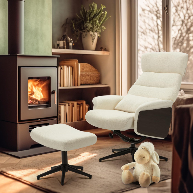 Fauteuil d'appoint pivotant l 31 po avec repose-pieds et dossier inclinable