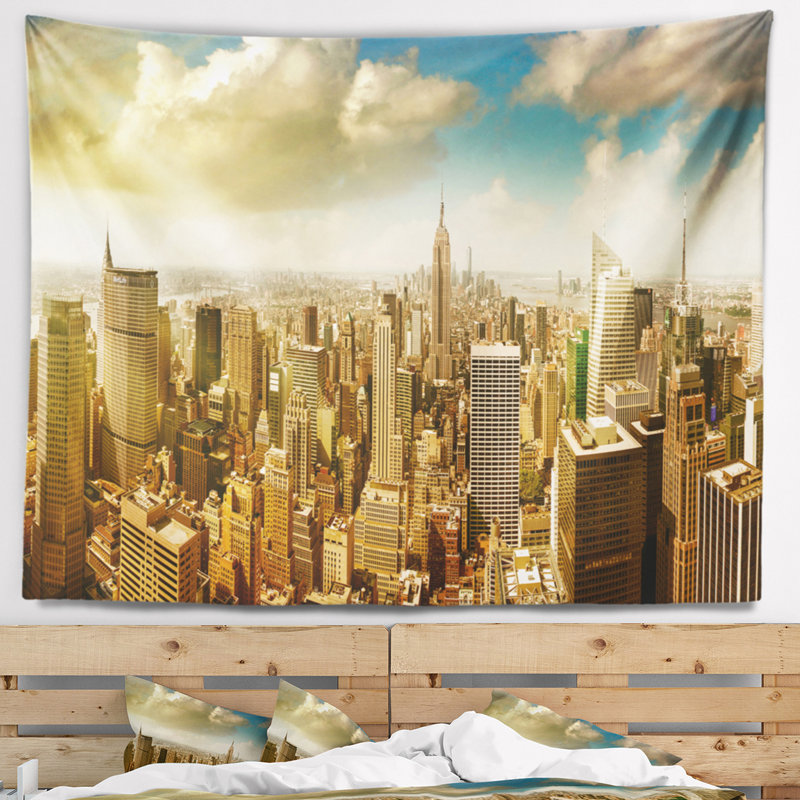 Tapisserie Cityscape Midtown and Downtown Manhattan, H 32 po x l 39 po