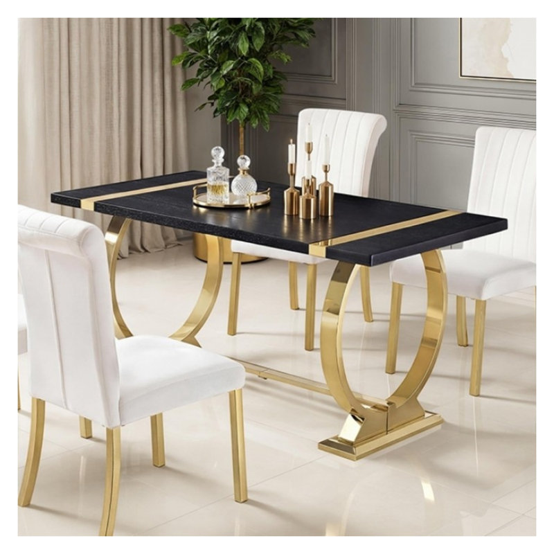 Table de salle à manger Cimino, Or/noir