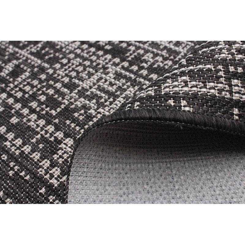 Tapis noir intérieur / extérieur Bralon, Tapis de couloir 2 pi 2 po x 6 pi 7 po