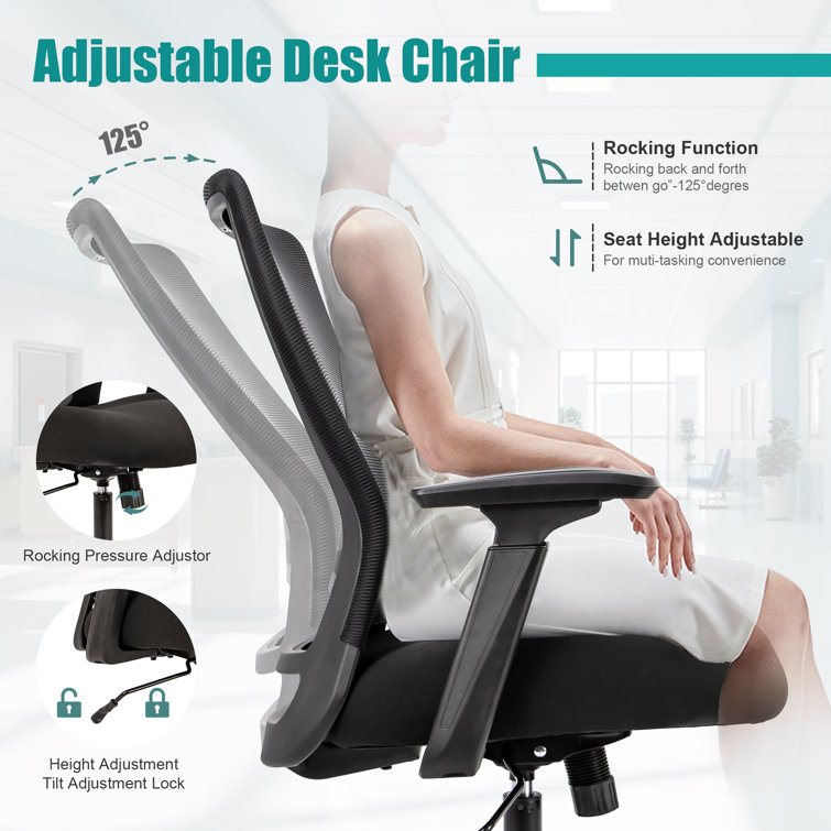 Big and Tall Office Chair 400lbs Heavy Duty Computer Chair, Wide Seat Desk  Chair Ergonomic Mesh Chair, 4D Armrest Metal Base Thick Padded Seat