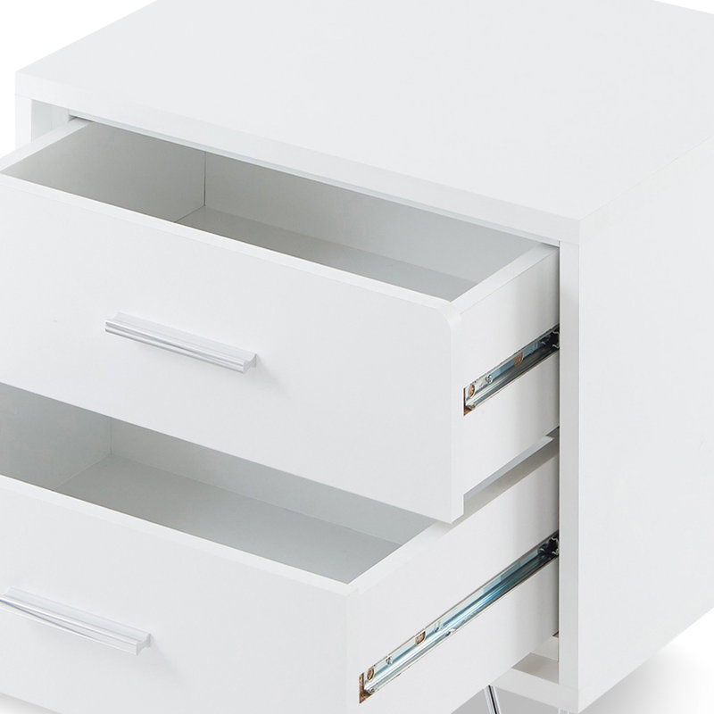 Élégante table d'appoint blanche avec pieds en épingle, Plateau blanc / base blanche
