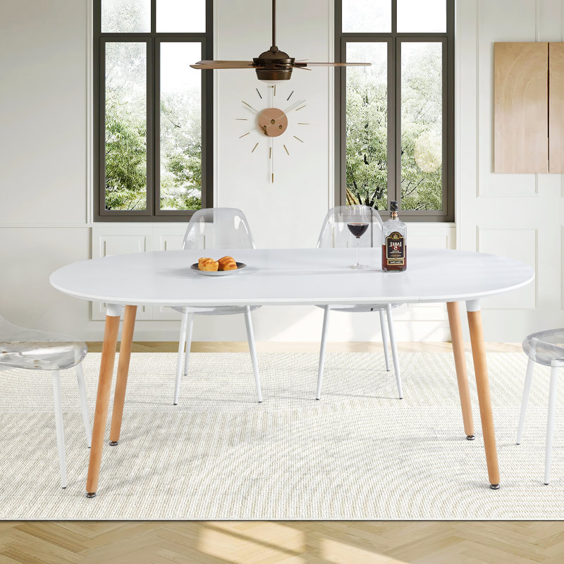 Table de salle à manger extensible 4-6 places, Blanc, Doré, H 29,5 po x L 70,8 po x l 39,4 po