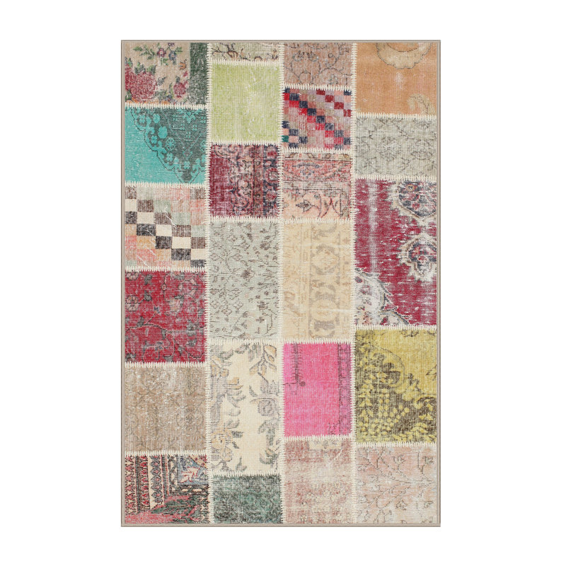 Tapis contemporain gris / beige / brun, Rectangle 5 pi x 7 pi