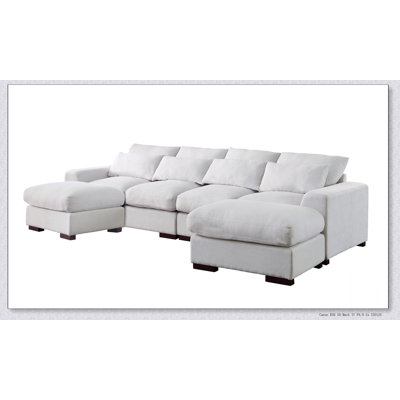 Tatman Linen Blend Sectional With 2 Ottomans