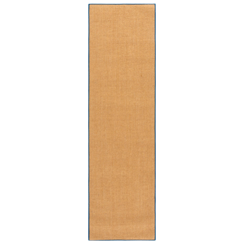 Msr9501 Martha Stewart Sisal/Jute Solid Color Rug in Natural/Navy/Ivory, Runner 2'3" x 8'