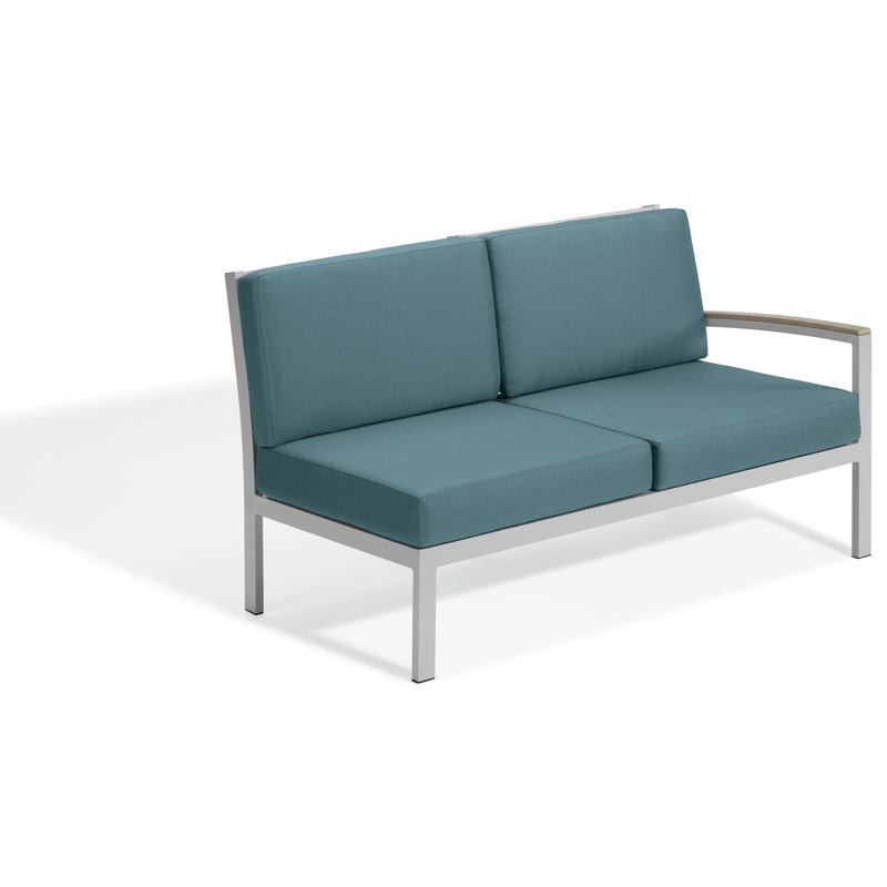 Canapé modulaire de patio avec coussins Travira, Bleu glacier
