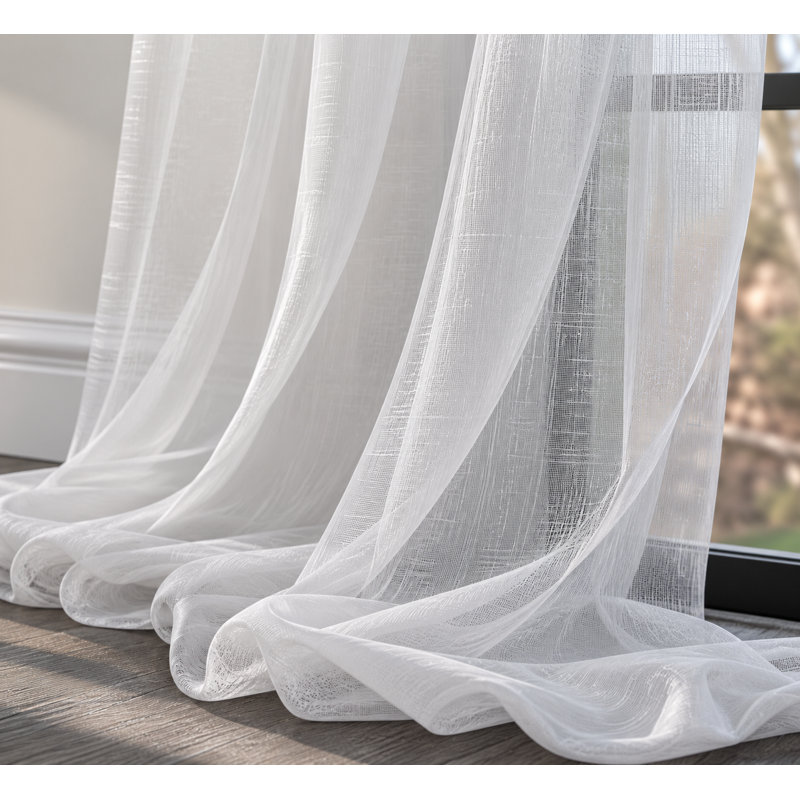 Baltej Semi Sheer Curtain Single Panel, 54" x 108", White