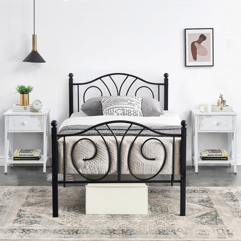 Alsa Steel Piece Bedroom Set, White, Twin