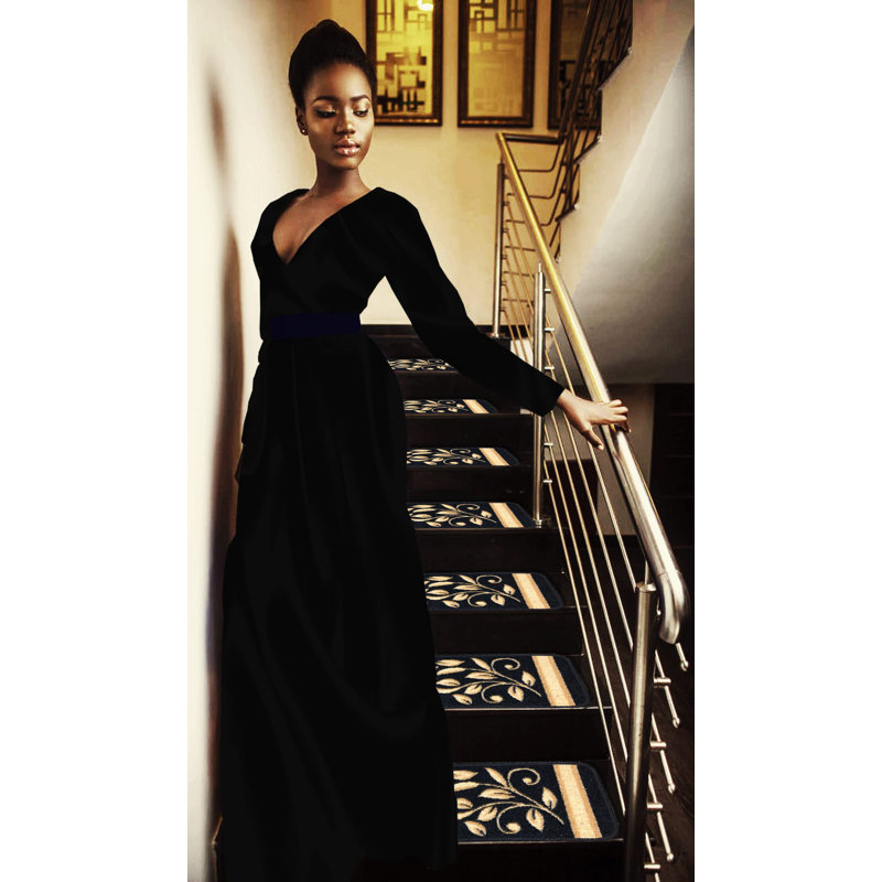 Tapis d'escalier antidérapant Doli, Noir, Ensemble de 15