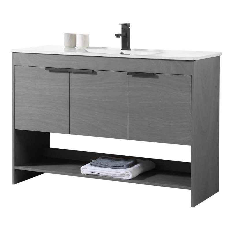 Meuble-lavabo simple 48 po Daénaires, Gris classique