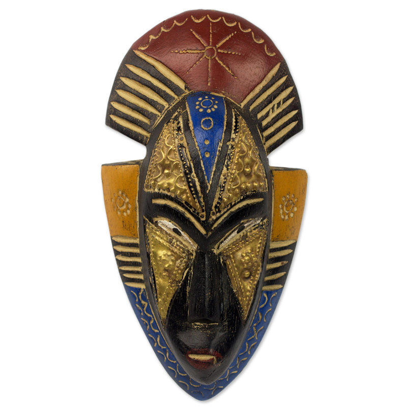Décoration murale à masque de bois africain fait main opeyemi