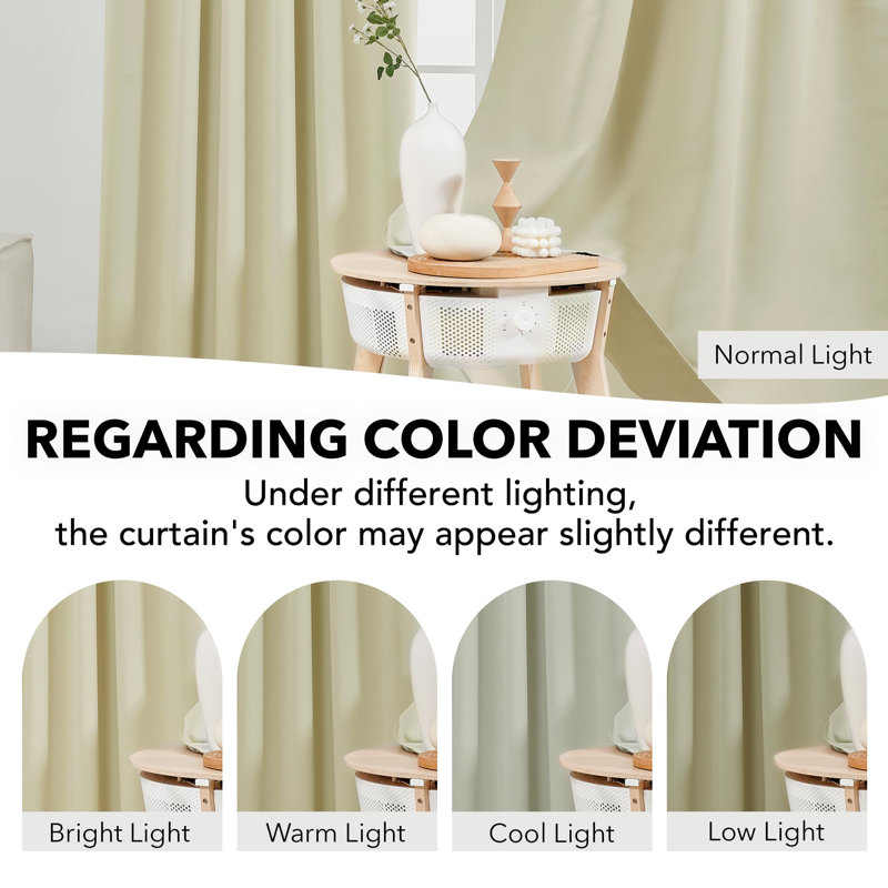 Cherlin Room Darkening Curtain Pair, 52" W x 95" L, Beige