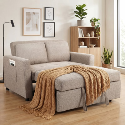 Vadims 48.5'' Linen Square Arm Sleeper