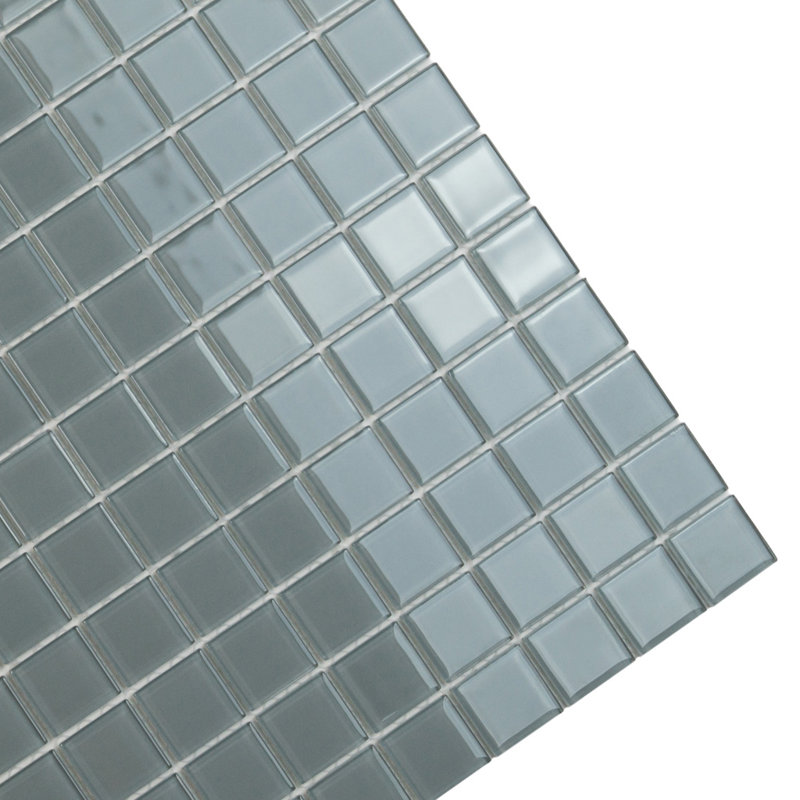 1" x 1" Polished Glass Mosaic Tile, Chic Gray