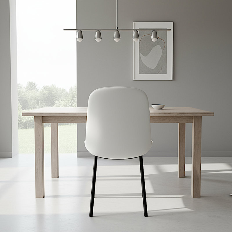 19.5'' H Modern Faux Leather Dining Chair with Thickened Carbon Steel Legs — White(Set of 2), White