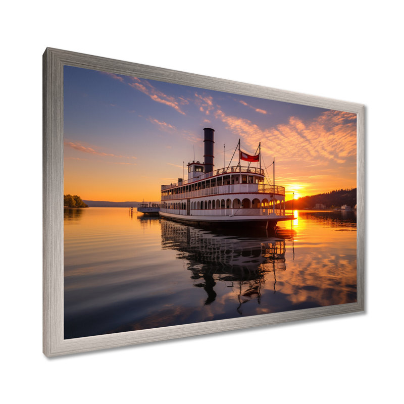 Bateau du Mississippi, H 30 po x l 40 po x P 1,5 po, Cadre photo argenté