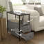 HOMCOM Side Table Narrow Bedside Table with 2 Drawers Grey Wood Grain