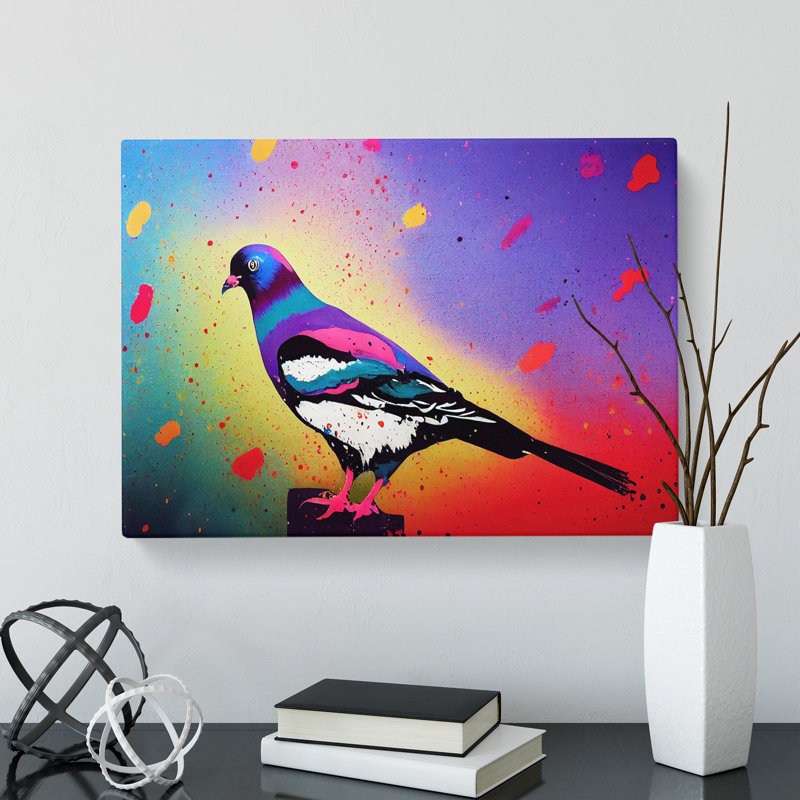 Pigeon Bird Splash Vol.4 Abstract - Wrapped Canvas, 35cm H x 50cm W x 3cm D