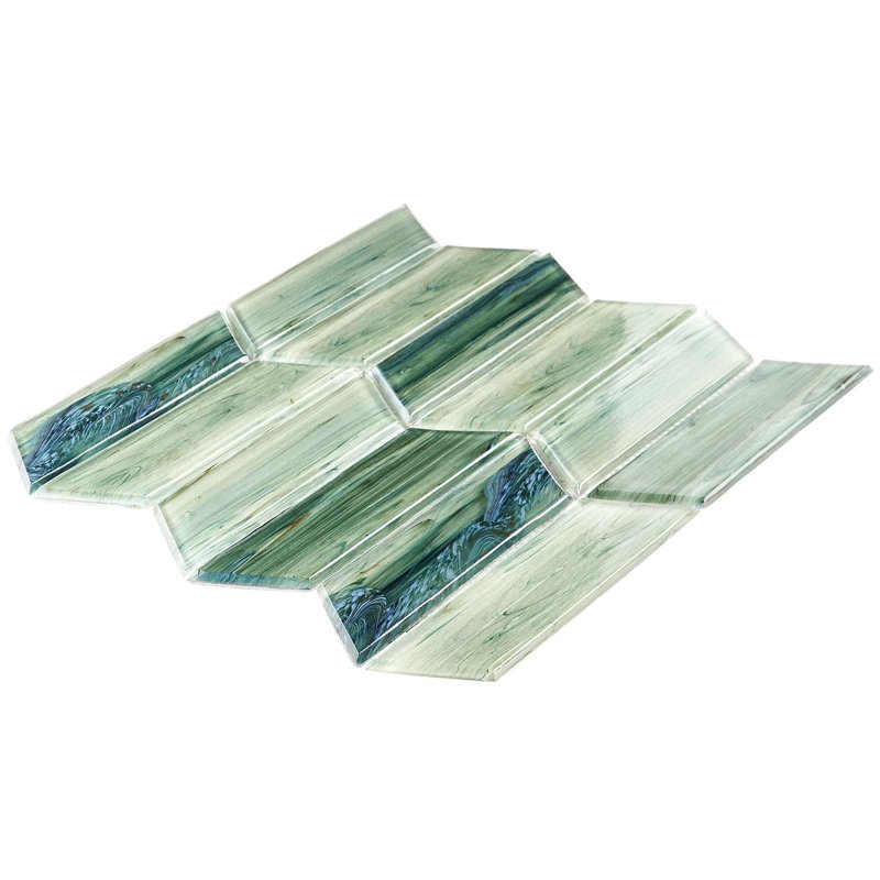 Maya 2x7 Chevron Polished Glass Mosaic Tile