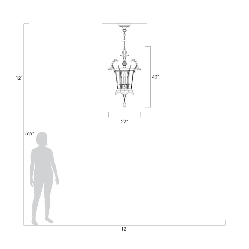 Lustre carré biseauté 22 po, Argent