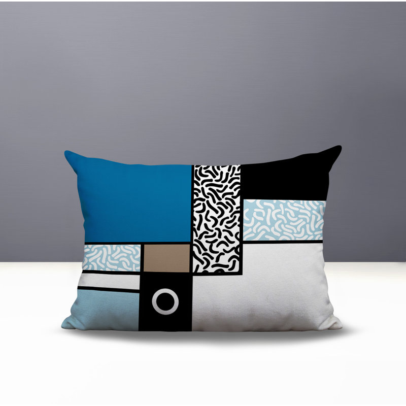 Coussin lombaire réversible intérieur / extérieur Plexa, Rectangle H 18 po x l 25 po, Turquoise