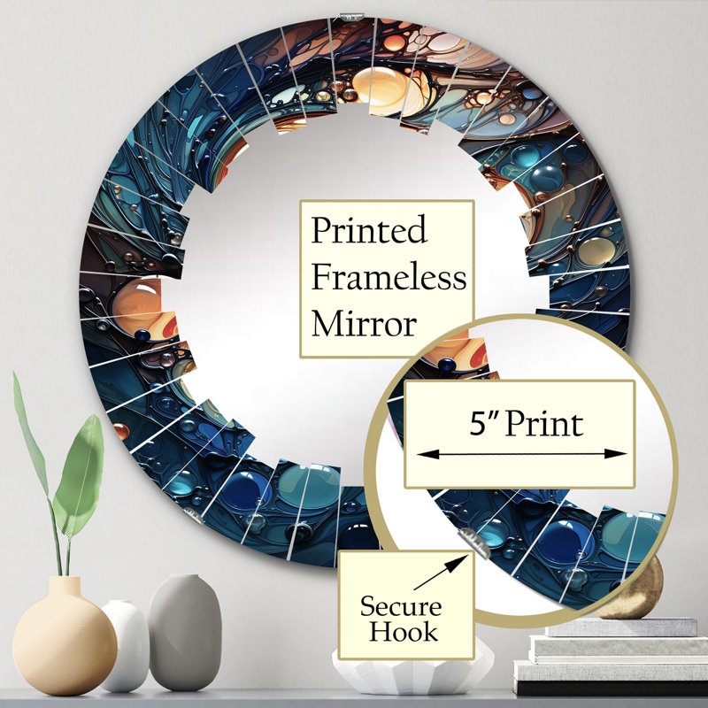 Millsmith - Miroir mural moderne rond, 24 po x 24 po