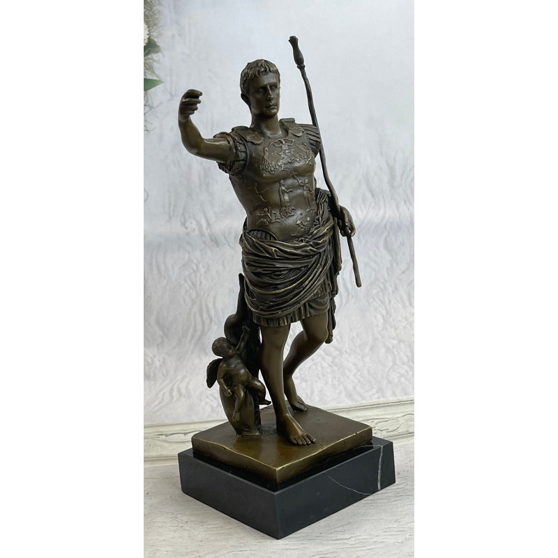 Statue de l'empereur Augustus César, statue de Guerrier en bronze, marbre