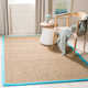 Auckland Bamboo Natural/Turquoise Area Rug