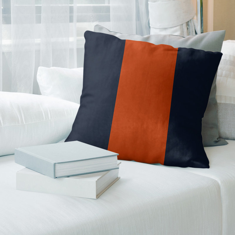 Coussin décoratif, Marine / orange, 18 po x 18 po, Bourre en polyester